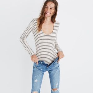 Madewell Song Scoop Stripe Bodysuit Pierre Stripe